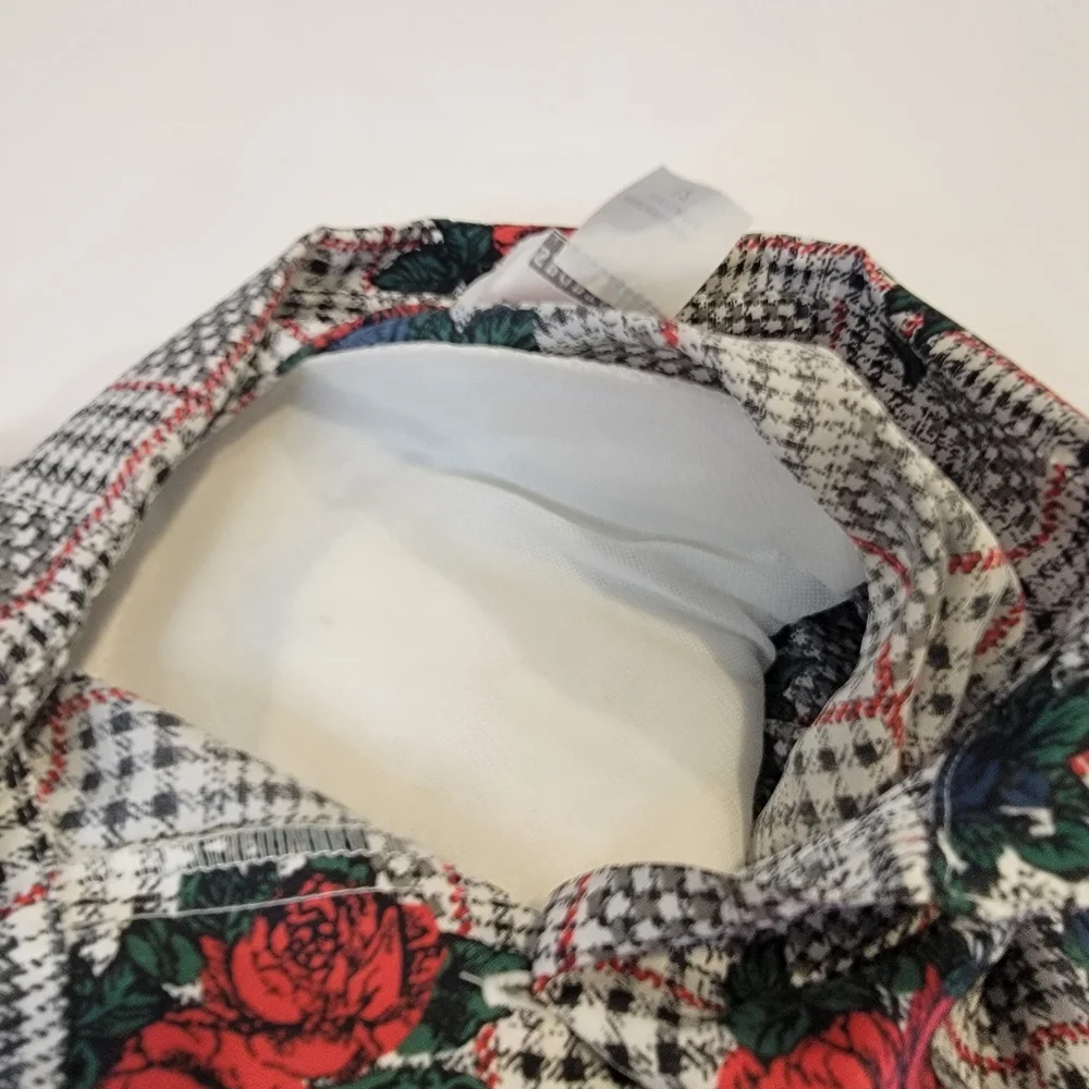Vintage Leslie Fay Sportswear Floral Gingham Puff Sleeve Tie Button Up Top NWT! - Picture 13 of 16